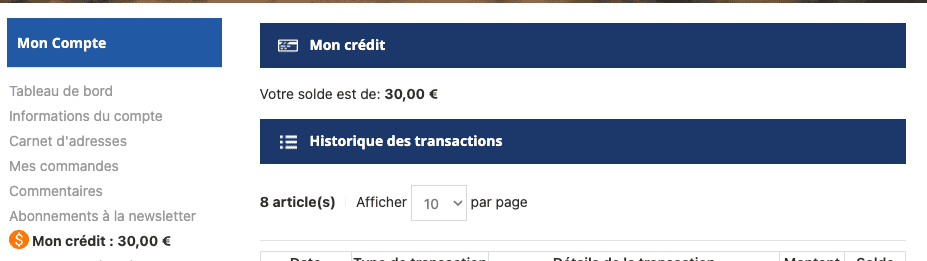 Mon crédit