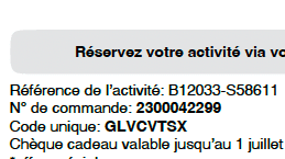 Code unique et numéro de commande