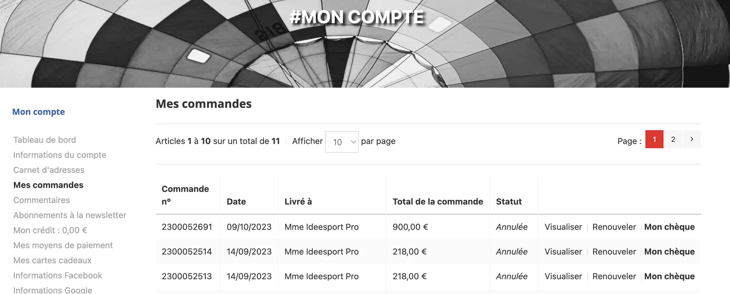 Mes commandes